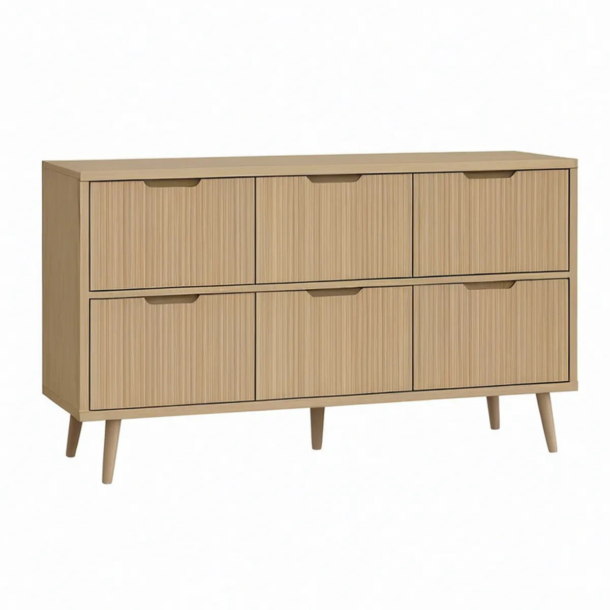 Komoda se 6 výklopnými dvířky v přírodním dubovém dekoru, 120 × 40 × 80 cm