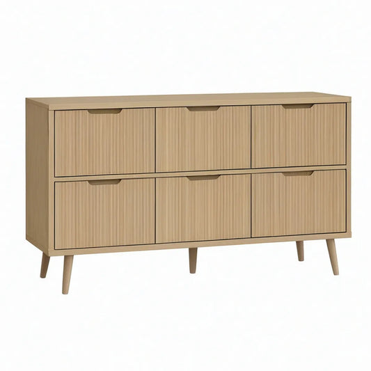 Komoda se 6 výklopnými dvířky v přírodním dubovém dekoru, 120 × 40 × 80 cm