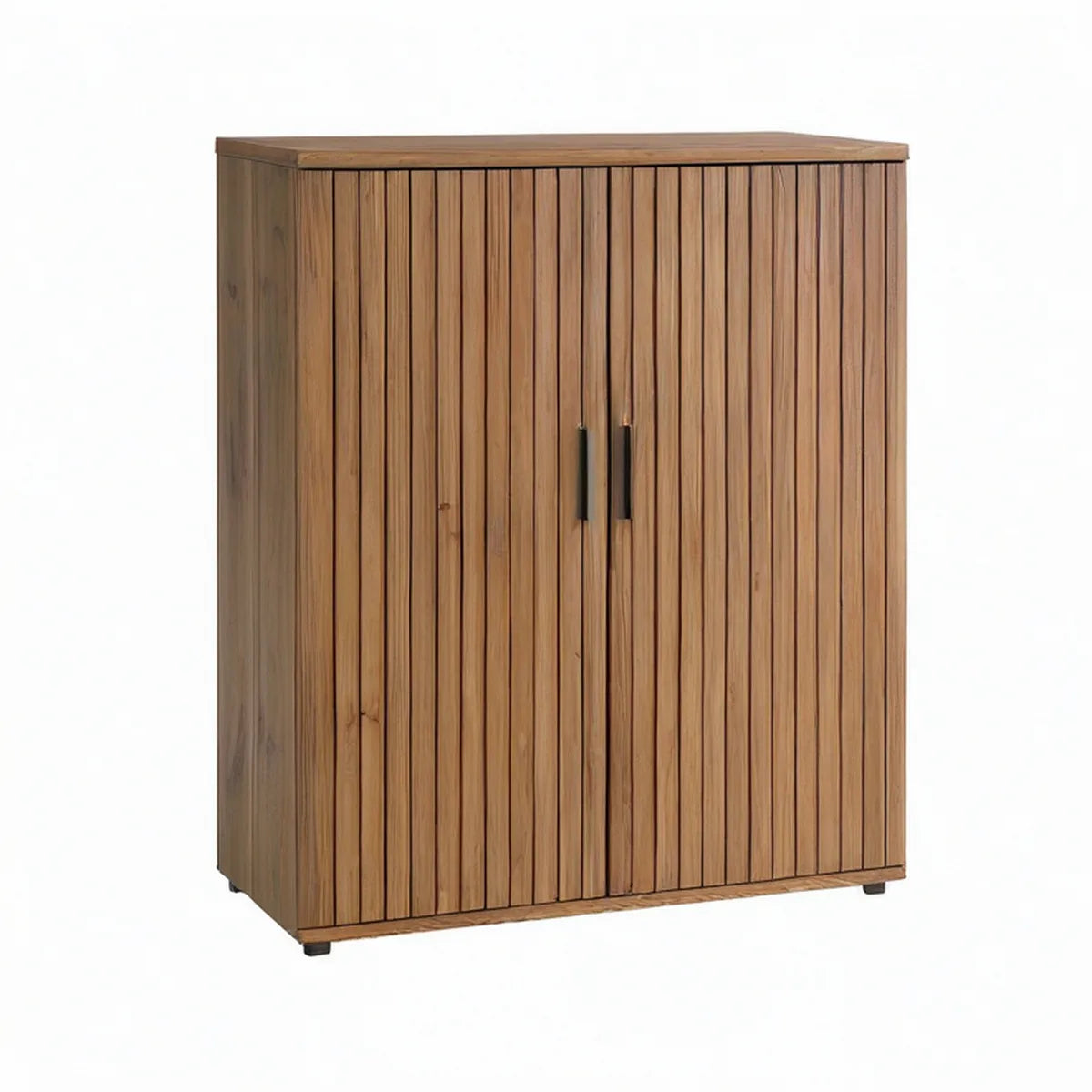 Příborník z masivního mangového dřeva se 2 lamelovými dveřmi, přírodní hnědá/černá, 100 × 40 × 120 cm